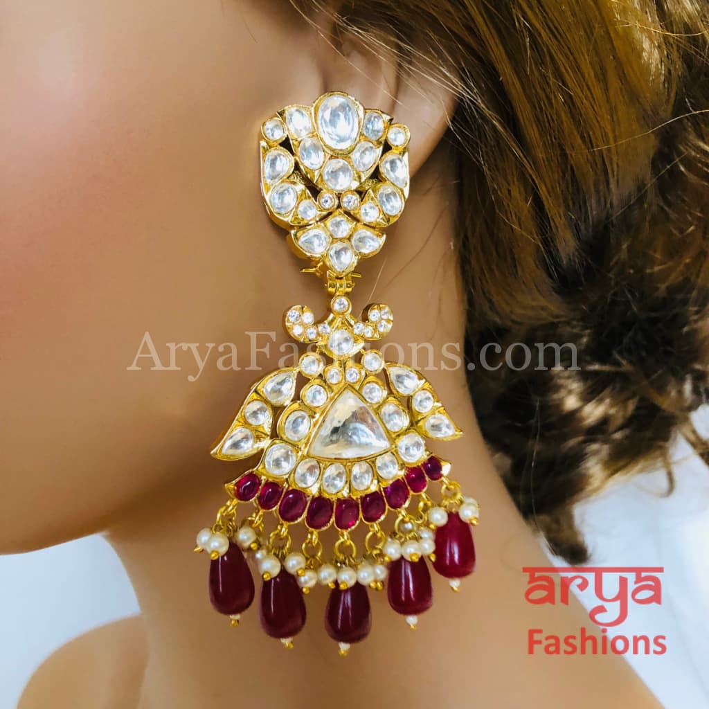 Bridal Jadau Kundan Ruby Emerald Chandbali