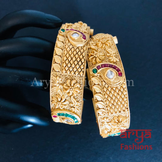 Bridal Rajwadi Jadau Meenakari Kada/ Jaipuri Handmade Openable Bangles