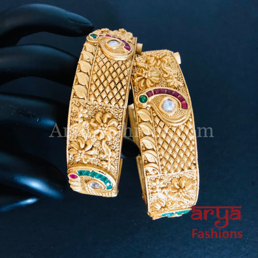 Bridal Rajwadi Jadau Meenakari Kada/ Jaipuri Handmade Openable Bangles