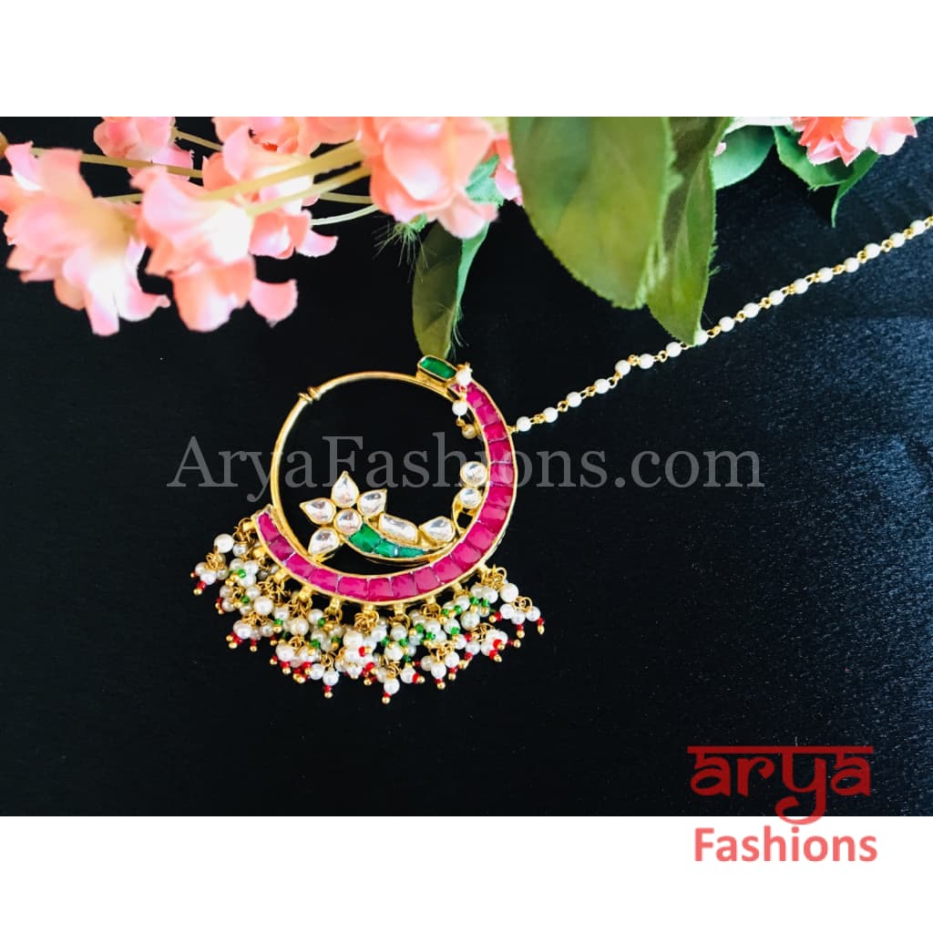 Bridal Ruby Kundan Nath Nose Ring