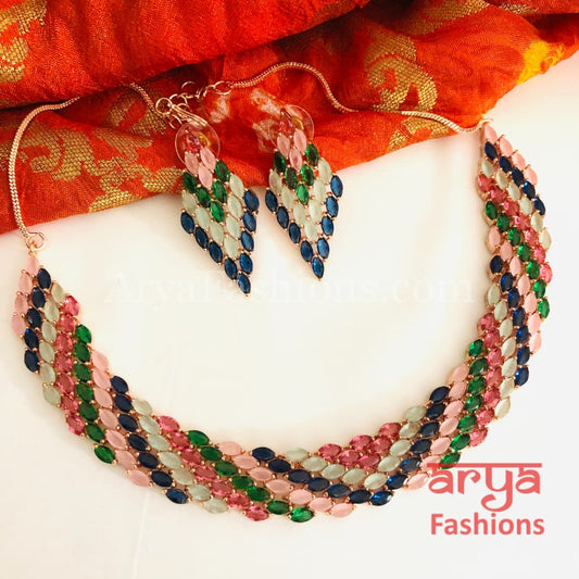 Mia Bridal CZ Wedding Necklace with leaf Earrings