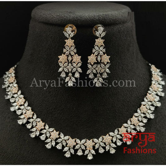 Bridal CZ Wedding Necklace/ Silver Cubic Zirconia Necklace