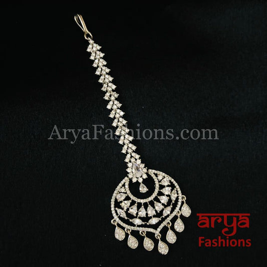 Cubic Zirconia CZ Mang Tika in Rose Gold and Silver