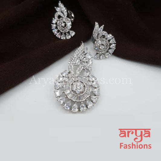 Cubic Zirconia Pendant Set with Stud Earrings