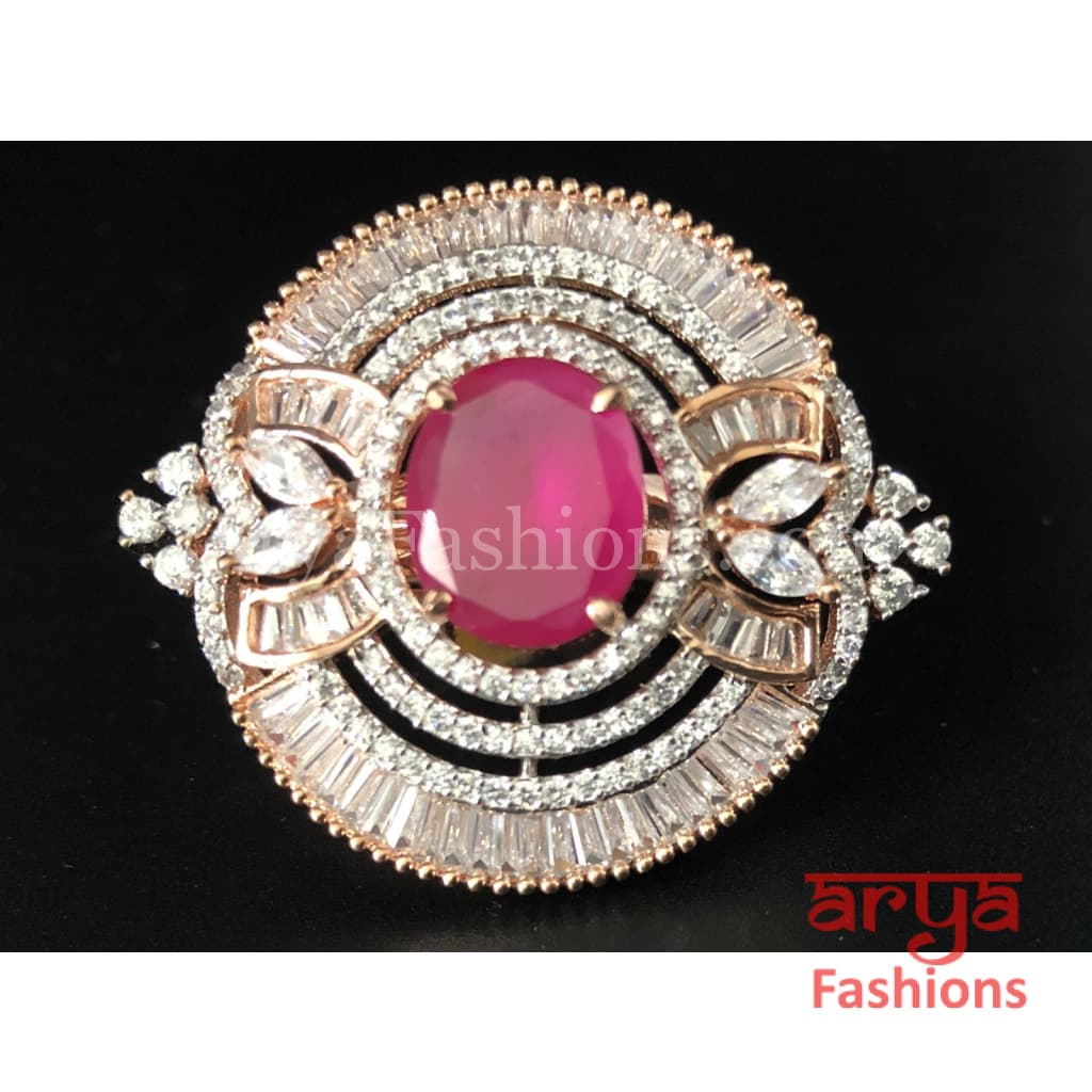 Cubic Zironia Ruby Statement Ring