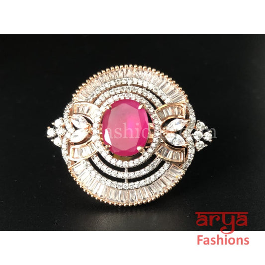 Cubic Zironia Ruby Statement Ring