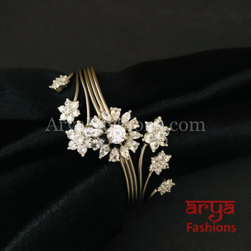 CZ Cuff Rose Gold Bracelet / Silver Fusion