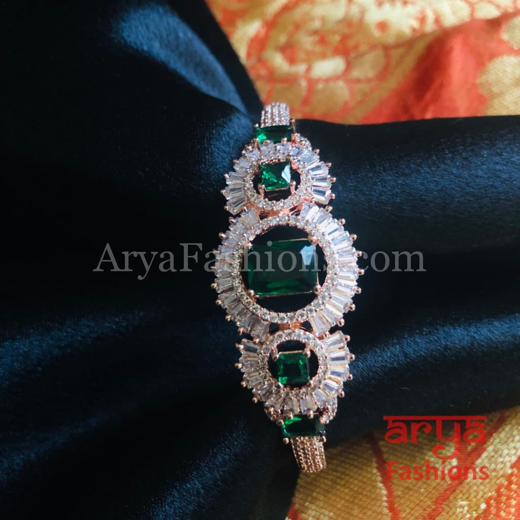 CZ Emerald Bracelet/ Indian Green Cubic Zirconia Bracelet