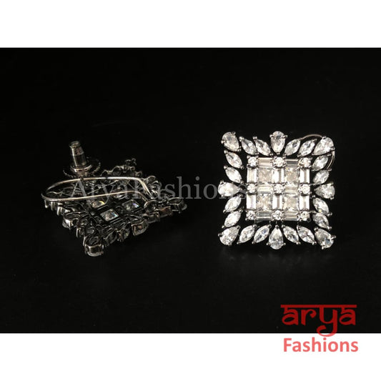 CZ Studs in Silver Black and Rose Gold finish