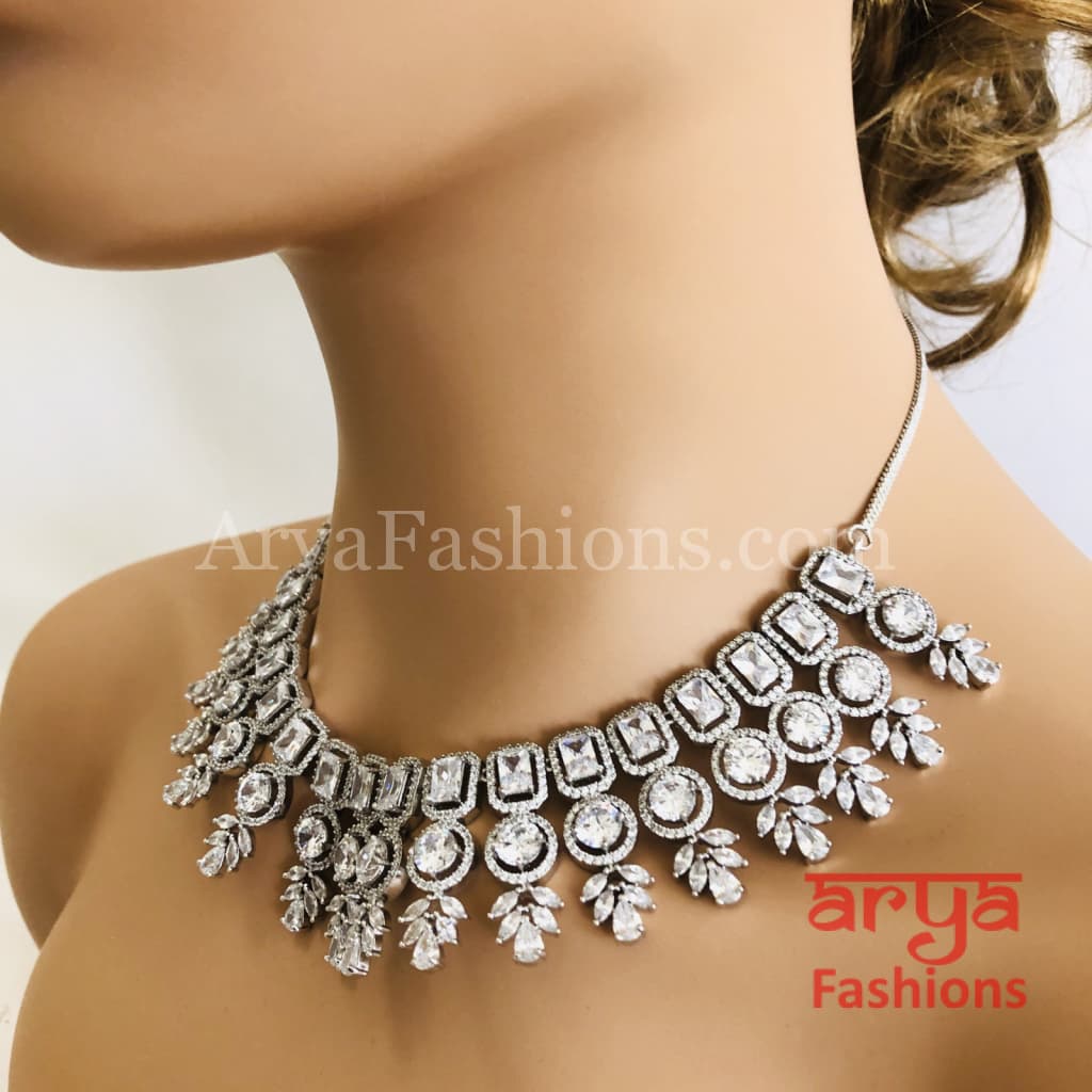 Dazzling Bridal Cubic Zirconia Necklace CZ Wedding Set