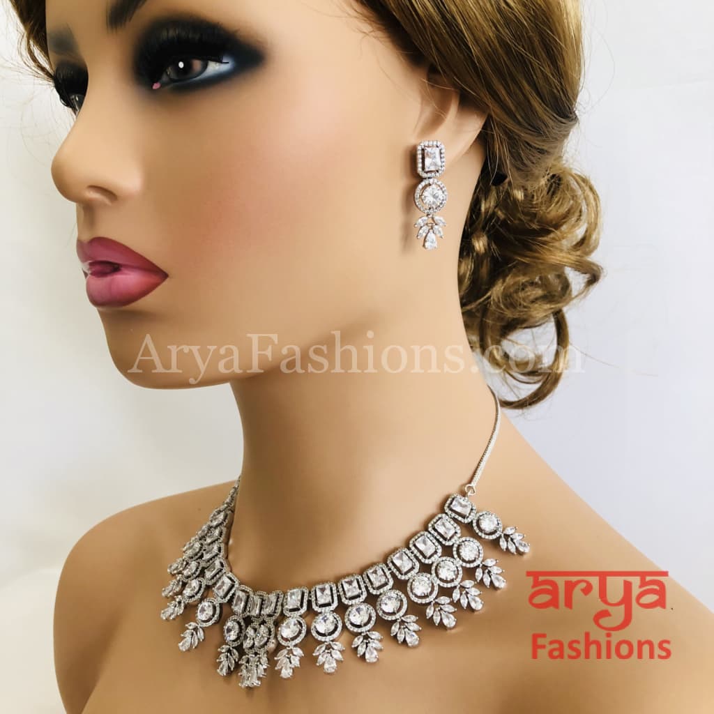 Dazzling Bridal Cubic Zirconia Necklace CZ Wedding Set