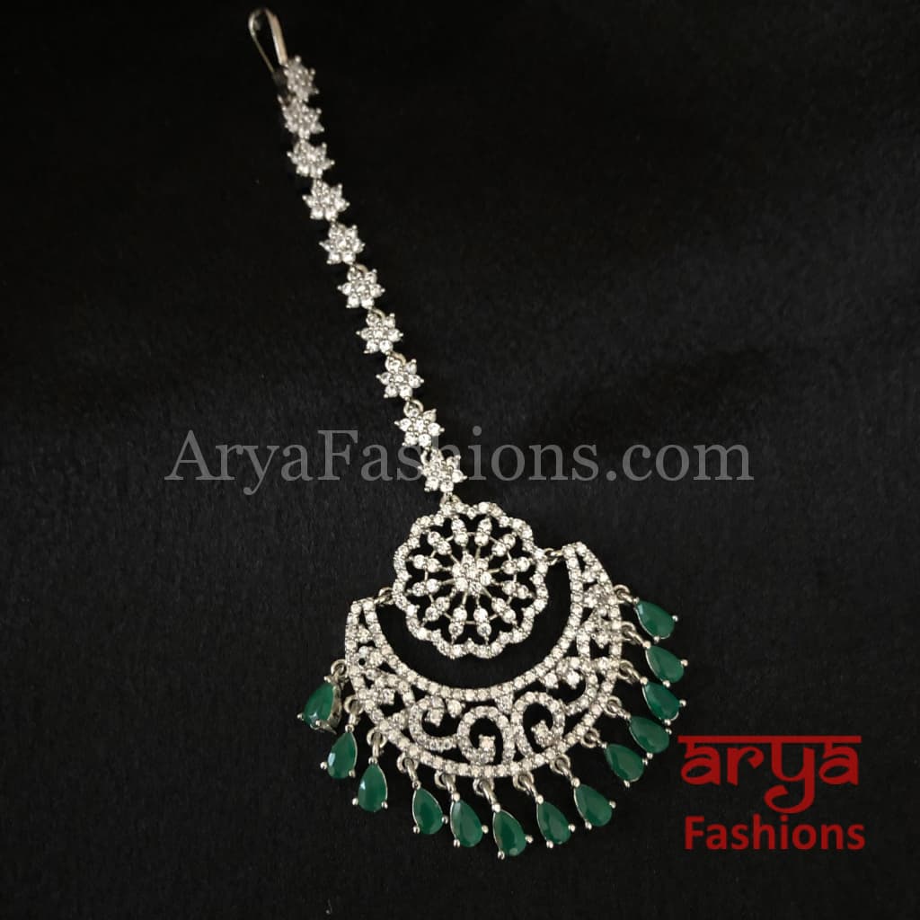 Designer Indian Mang Tika in Rose Gold and Silver finish