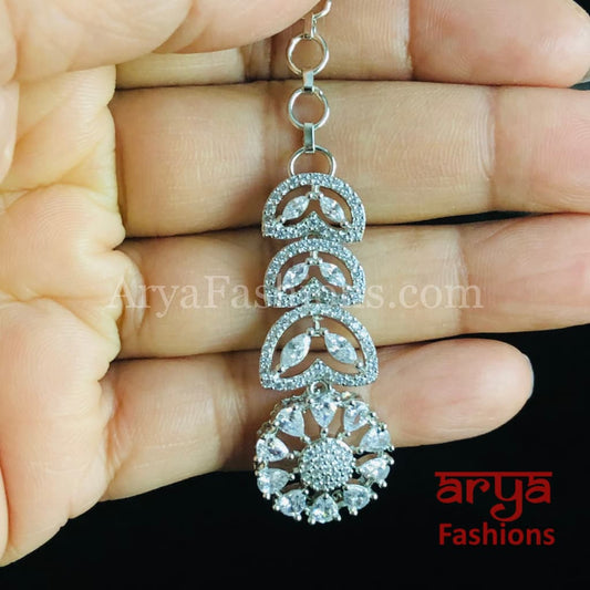Designer Silver CZ Mang Tika