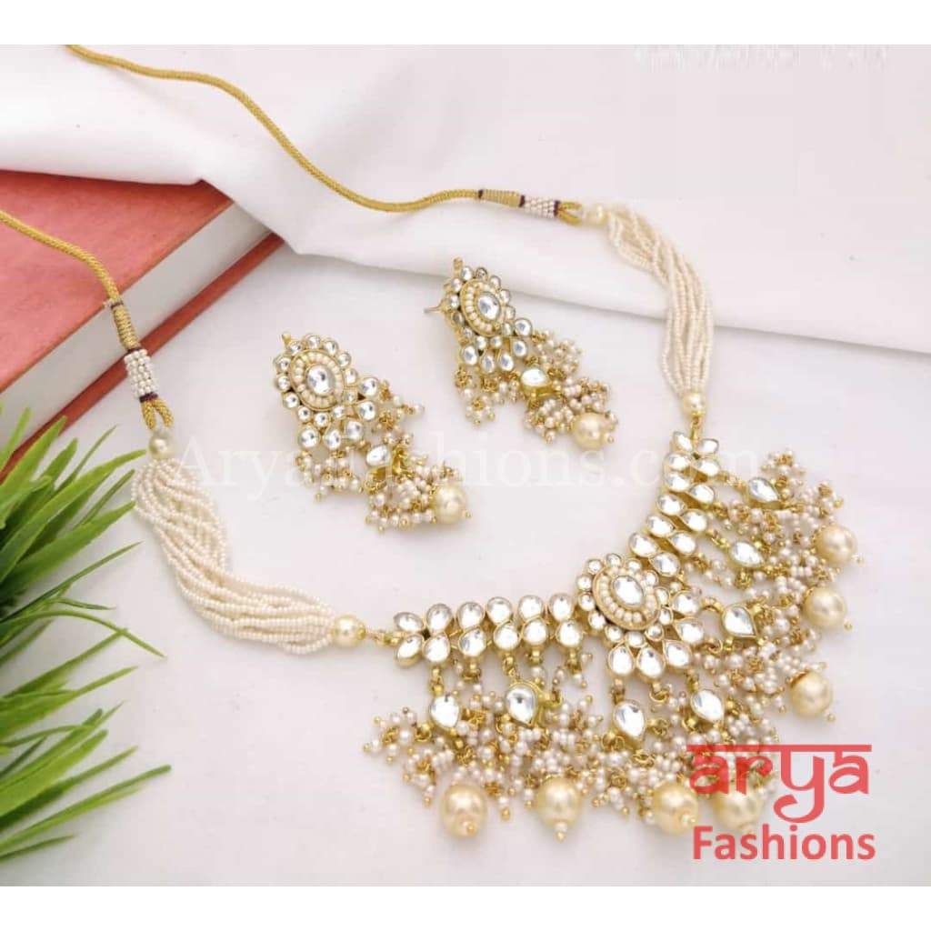 Devyani Bridal Pacchi Kundan Choker with Pearl beads