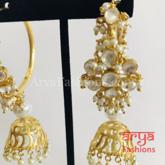 Dual Tone Kundan Bali Earrings