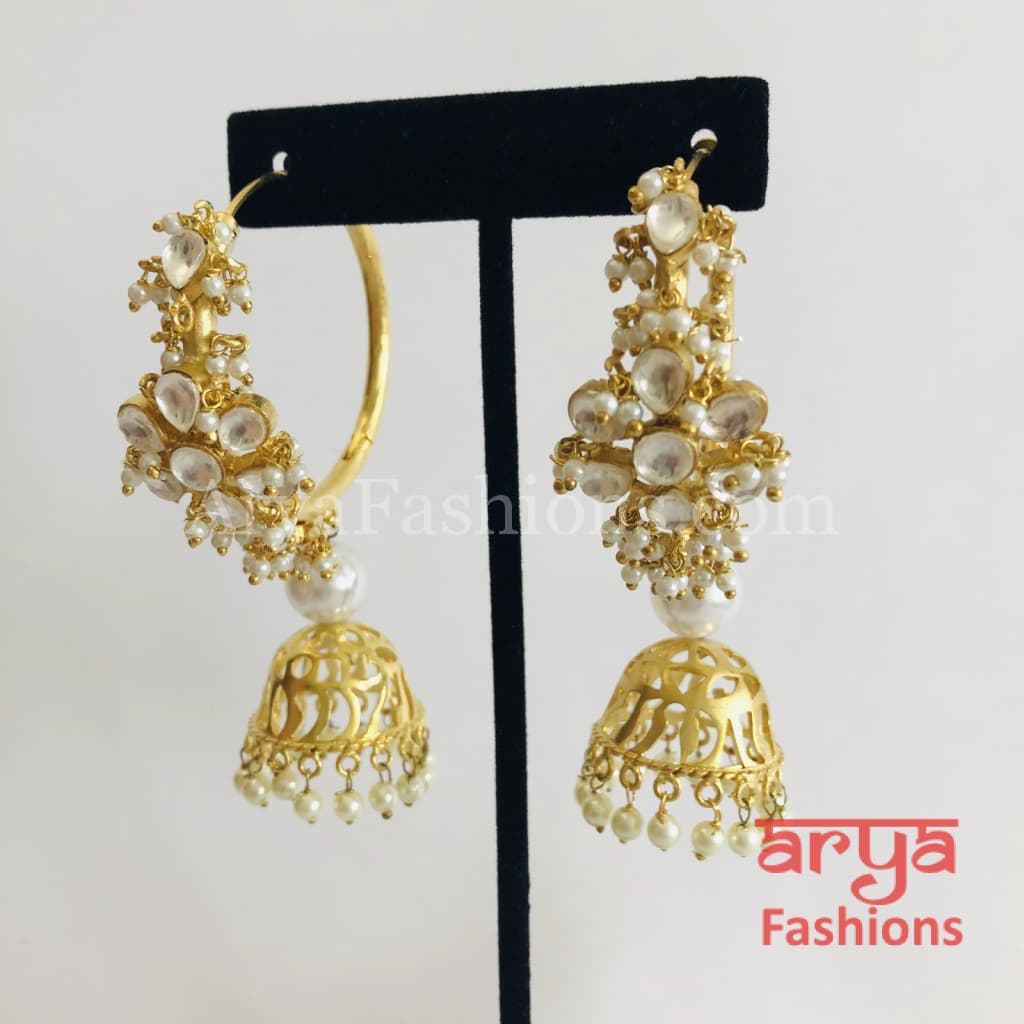 Dual Tone Kundan Bali Earrings