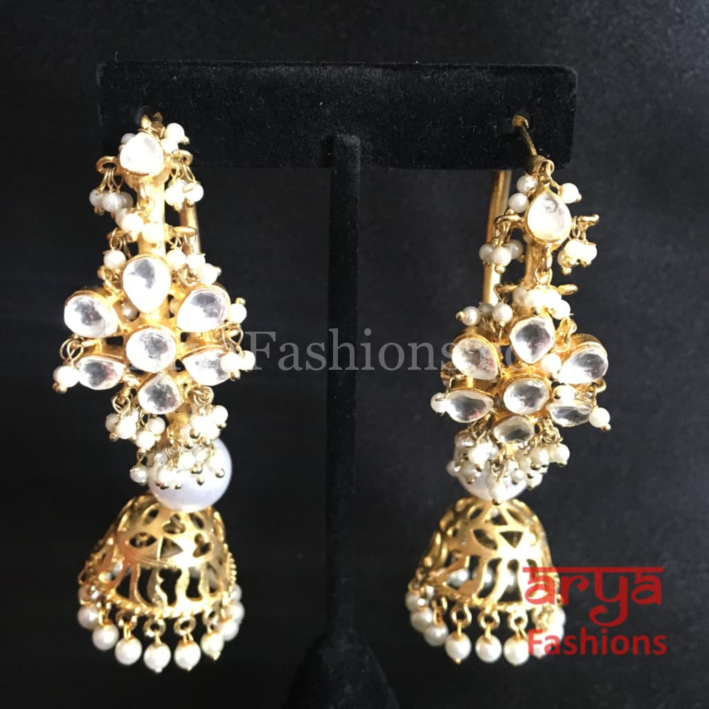 Dual Tone Kundan Bali Earrings