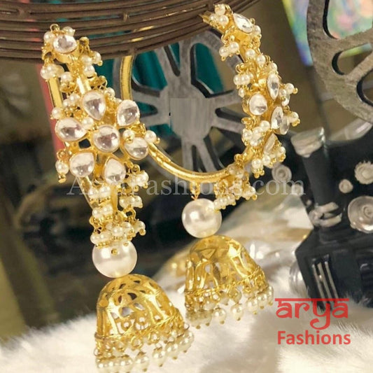 Dual Tone Kundan Bali Earrings