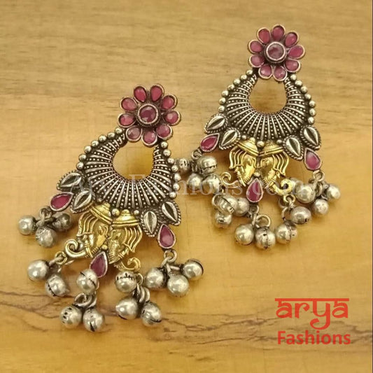 Dual Tone Silver Oxidized Indian Trendy/Oxidized Earrings