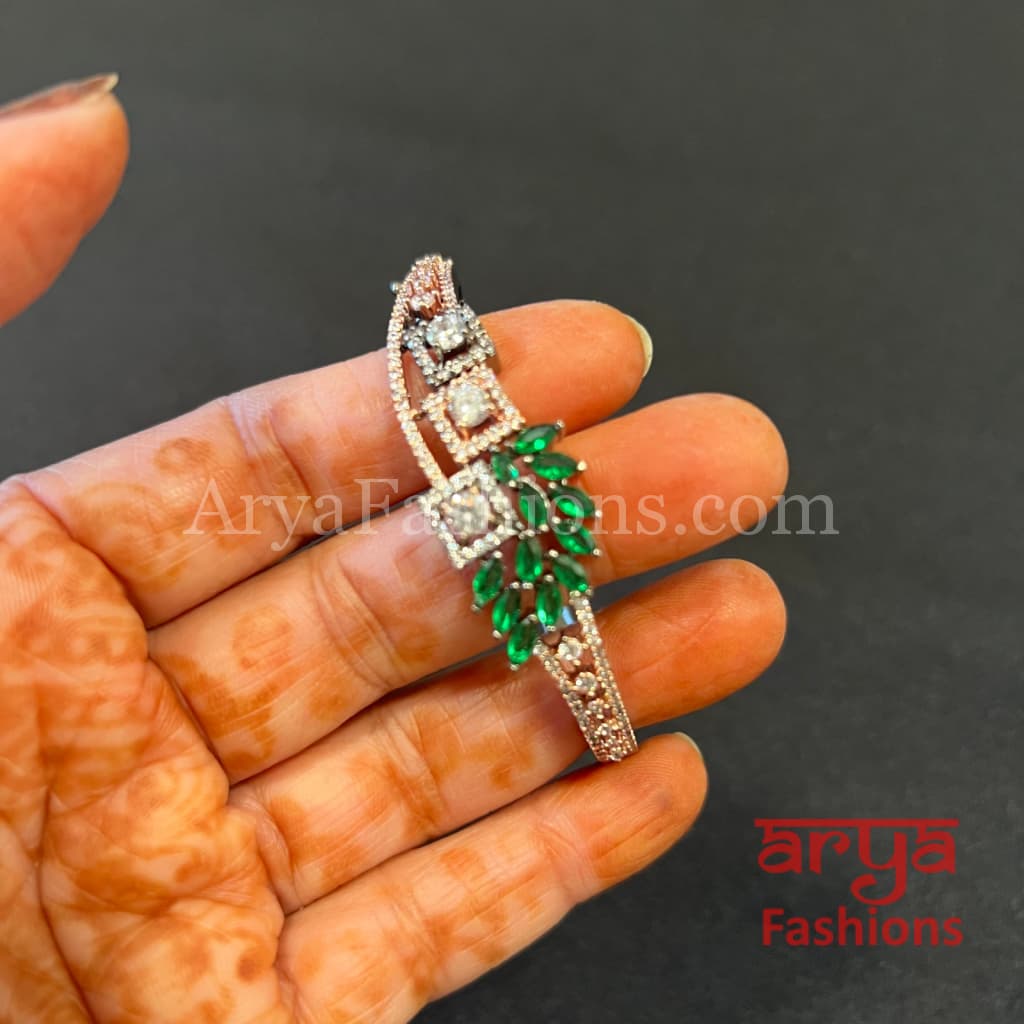 CZ Emerald Bracelet/ Indian Mint Green Cubic Zirconia Bracelet
