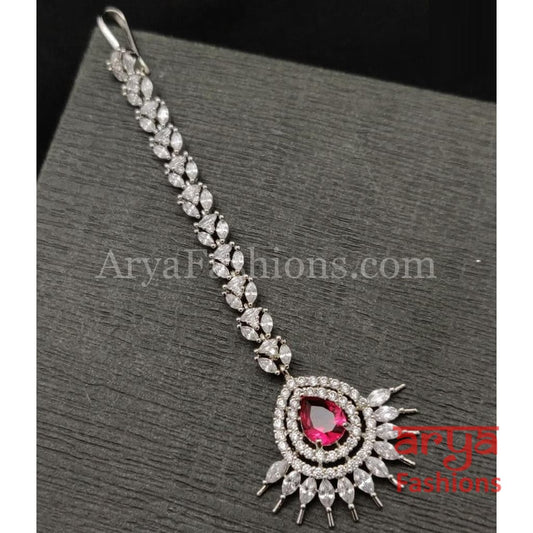 Emerald Rose Gold Mang Tika/ Silver Ruby Tika