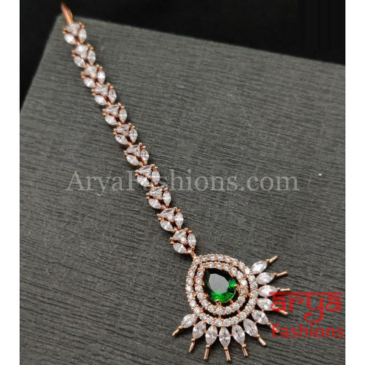Emerald Rose Gold Mang Tika/ Silver Ruby Tika