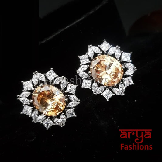 Eshani CZ Black Victorian Studs