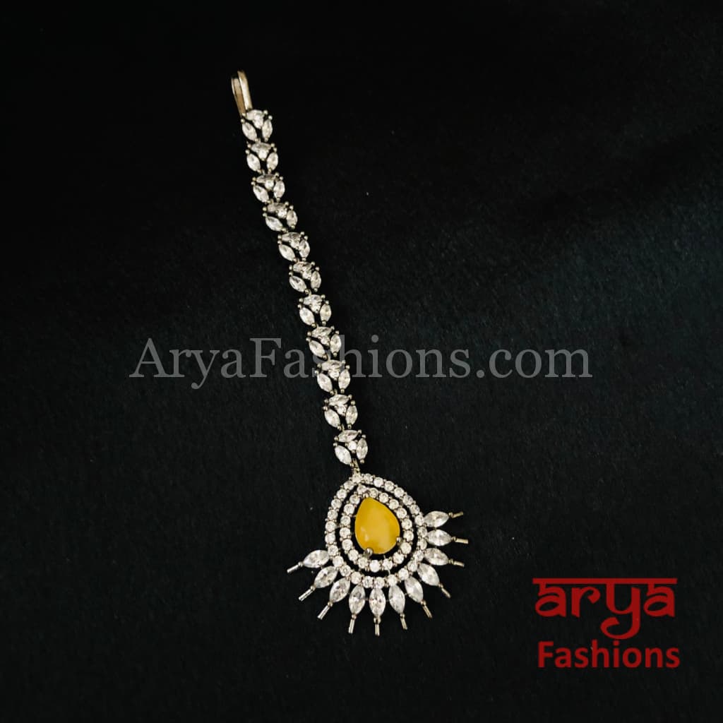 Eva Victorian CZ Orange Mang Tika / Yellow