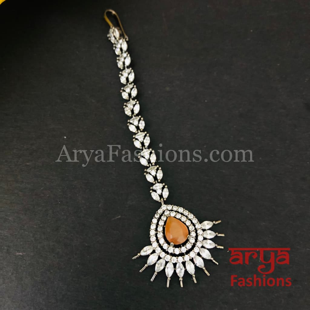Eva Victorian CZ Orange Mang Tika / Yellow
