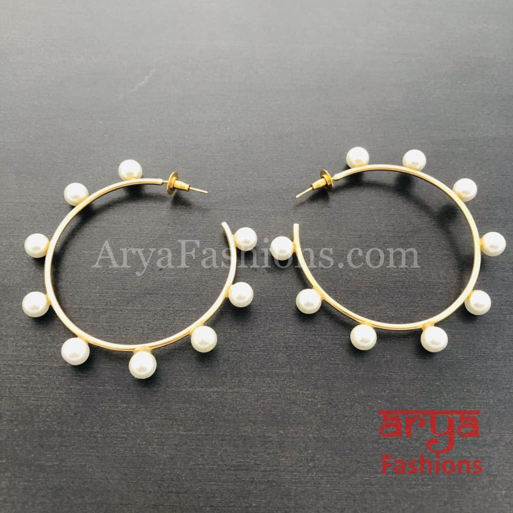Golden Bali Earrings/ Designer Pearl Earrings