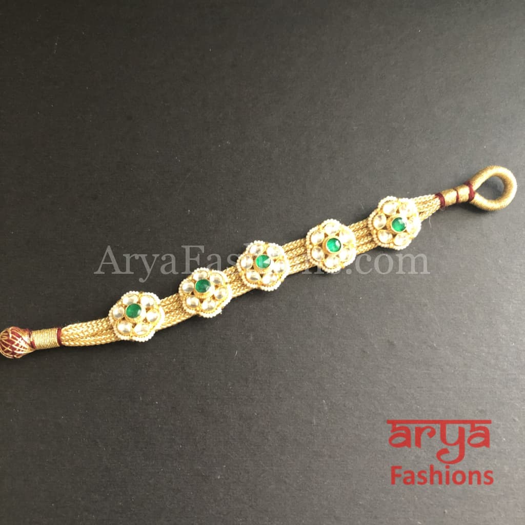 Golden Kundan Bracelet/Bridal Indian Bracelet/Jadau Polki Bracelet Bangle
