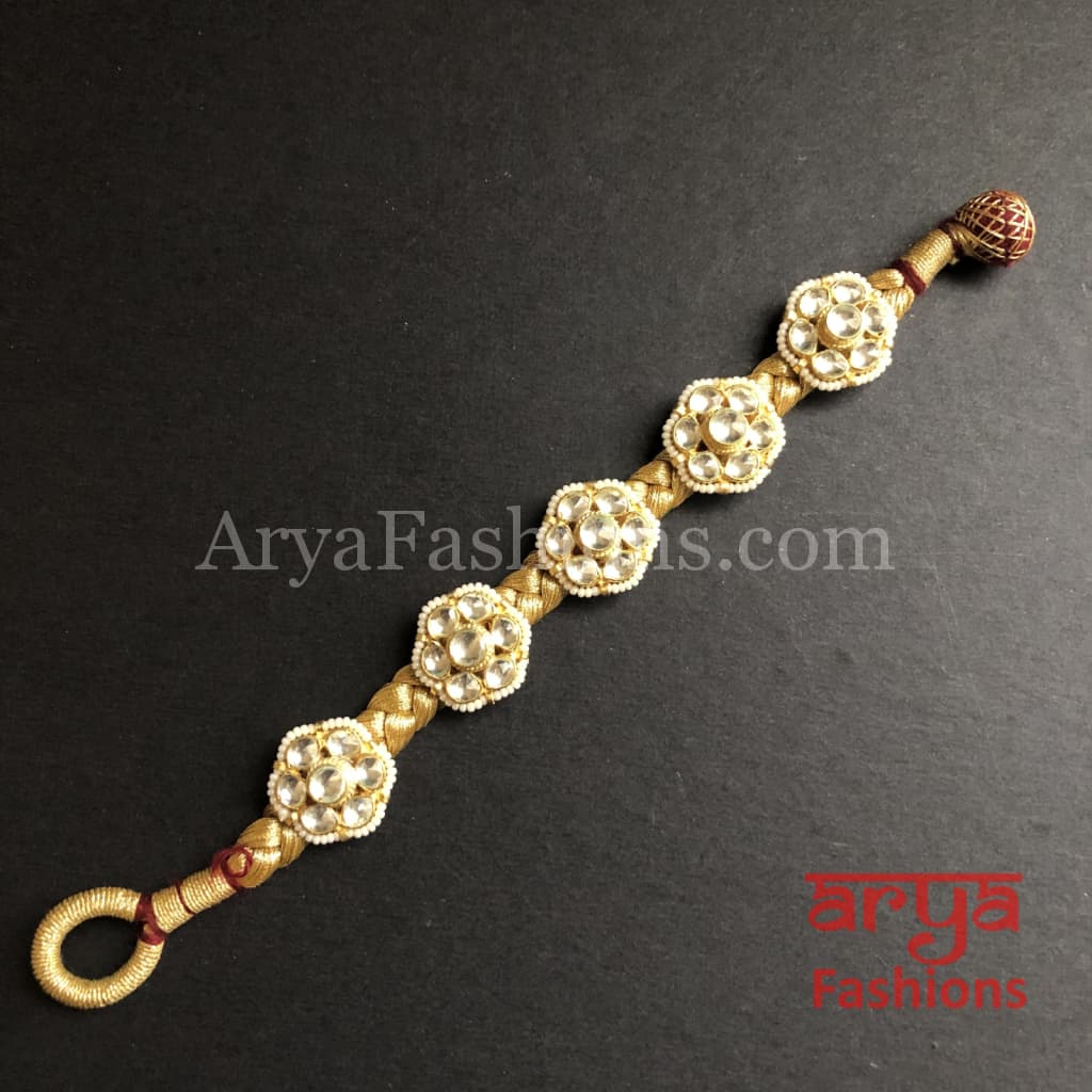 Golden Kundan Bracelet/Bridal Indian Bracelet/Jadau Polki Bracelet Bangle