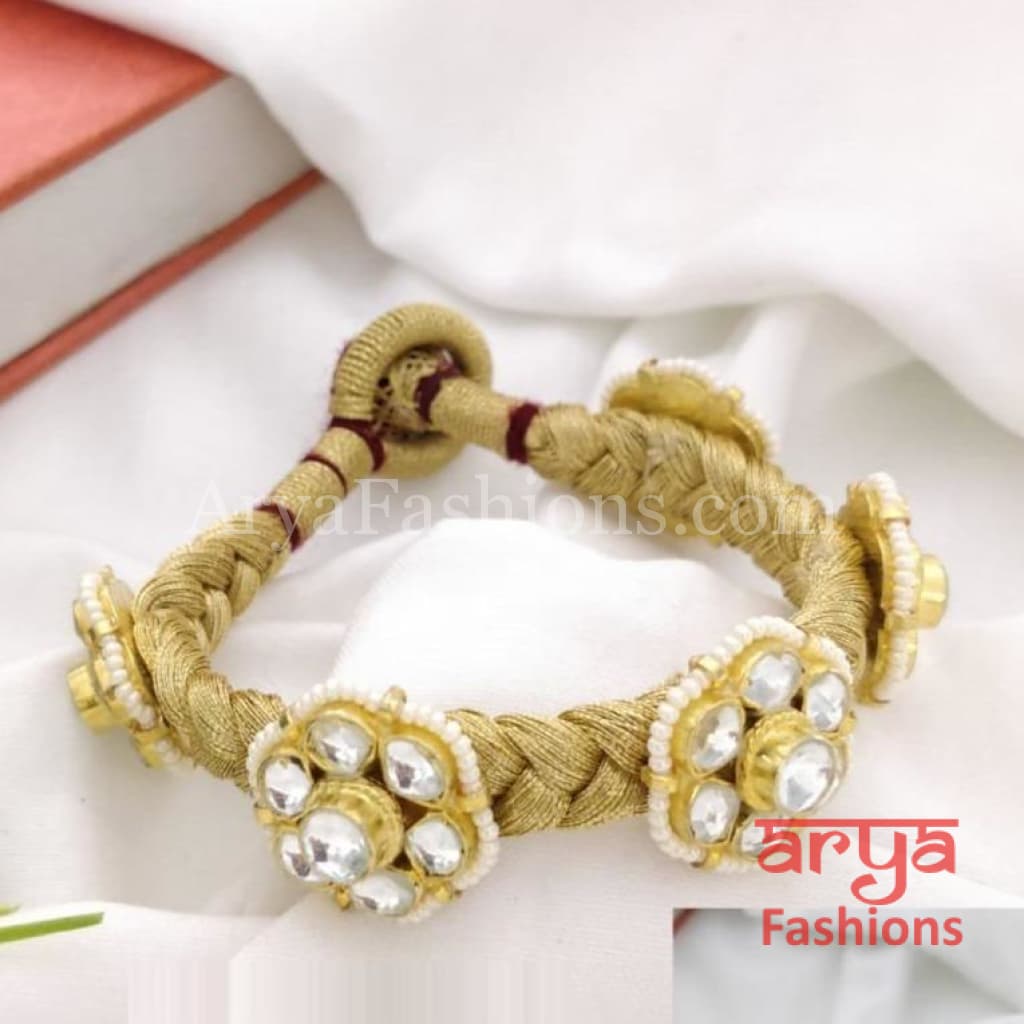 Golden Kundan Bracelet/Bridal Indian Bracelet/Jadau Polki Bracelet Bangle