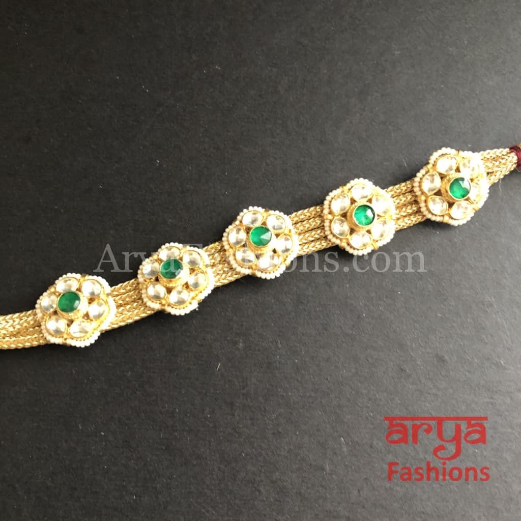 Golden Kundan Bracelet/Bridal Indian Bracelet/Jadau Polki Bracelet Bangle