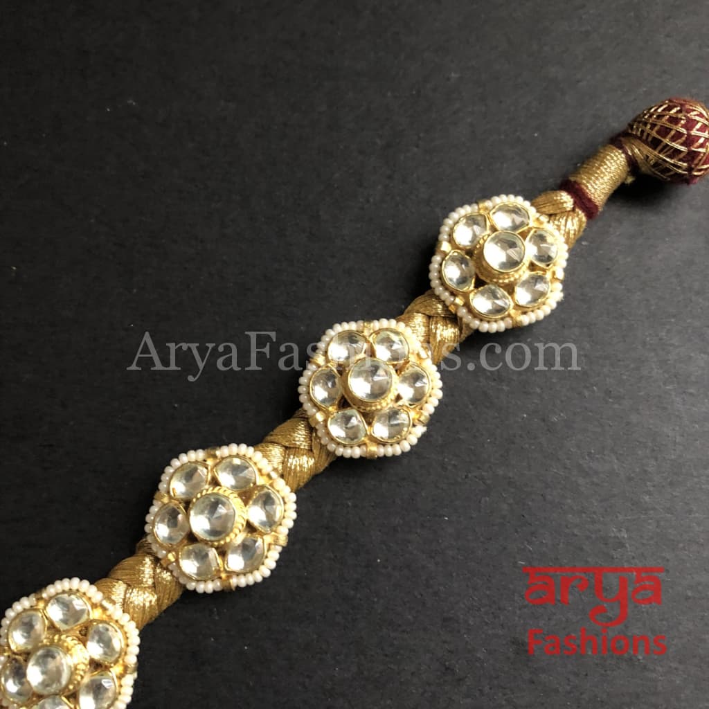 Golden Kundan Bracelet/Bridal Indian Bracelet/Jadau Polki Bracelet Bangle
