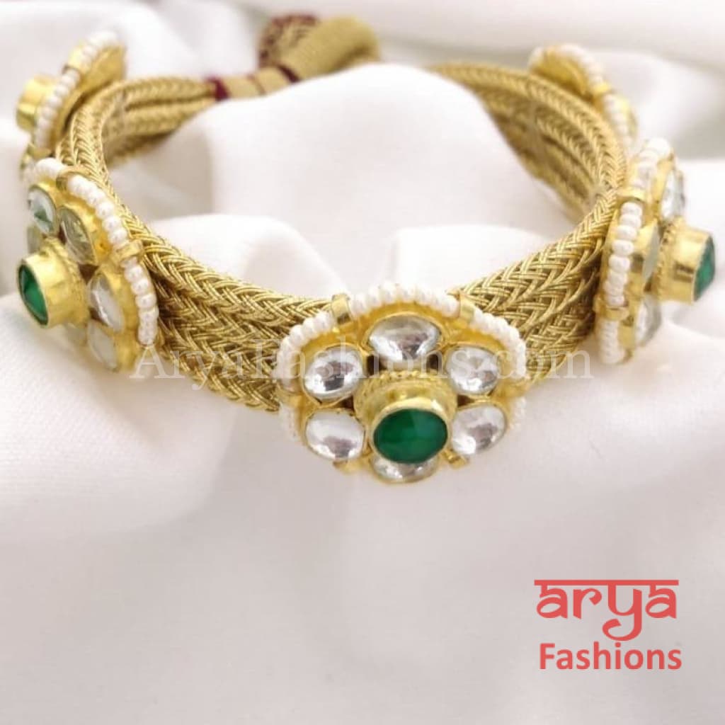 Golden Kundan Bracelet/Bridal Indian Bracelet/Jadau Polki Bracelet Bangle