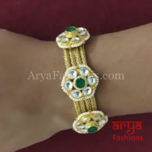Golden Kundan Bracelet/Bridal Indian Bracelet/Jadau Polki Bracelet Bangle