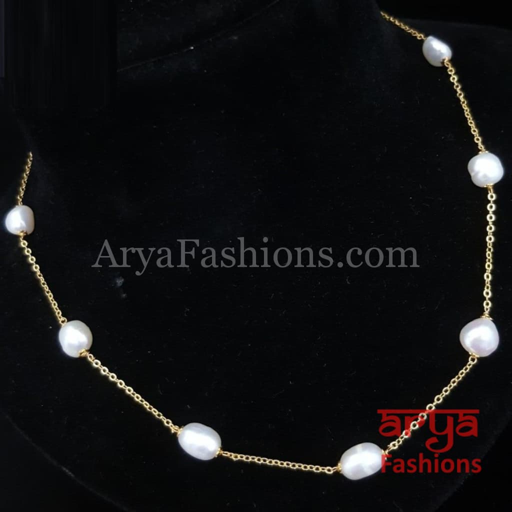 Golden Pearl Beads Elegant Mala Necklace