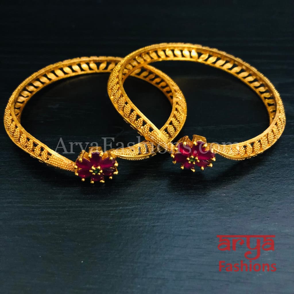 Golden Ruby Handcrafted Kada Bangles