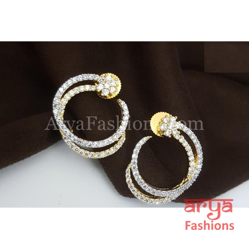 Golden Small Bali Style Cubic Zirconia Studs