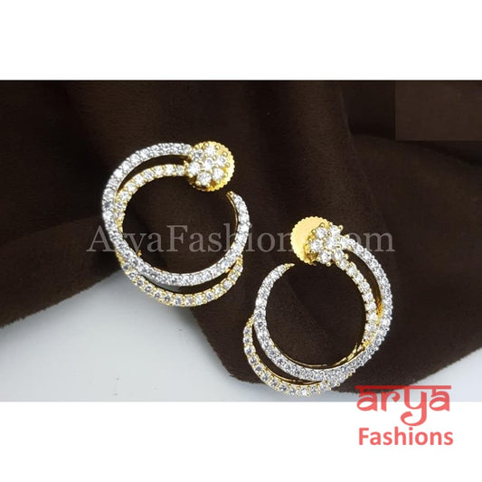 Golden Small Bali Style Cubic Zirconia Studs