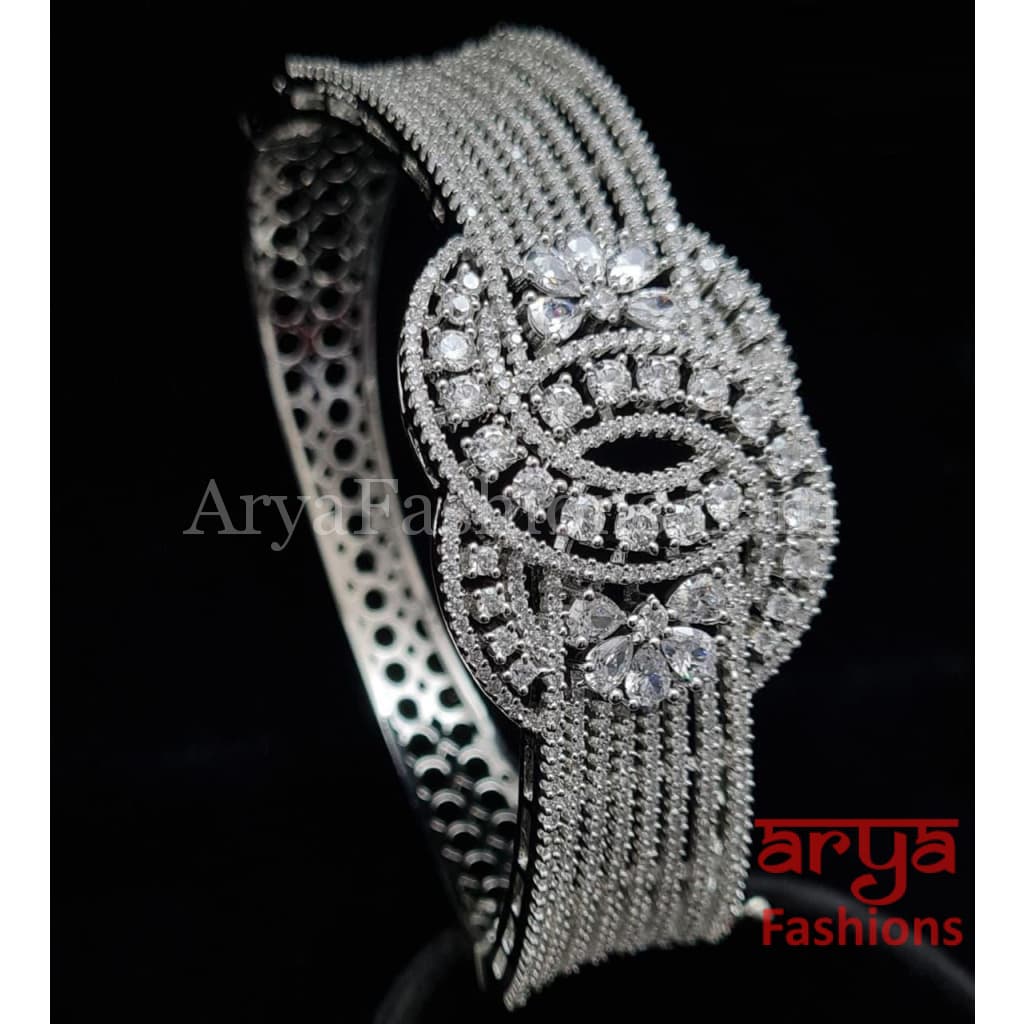 Gorgeous Silver CZ Bracelet/ Indian Cubic Zirconia Bracelet