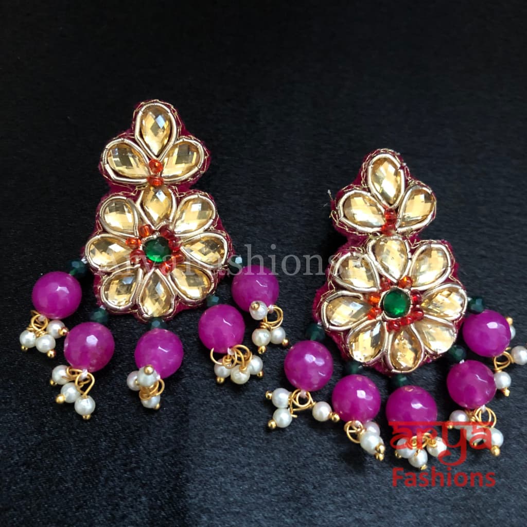 Gota Patti Chandbali/ Ethnic Kundan Chandbali Earrings/ Handmade Earrings