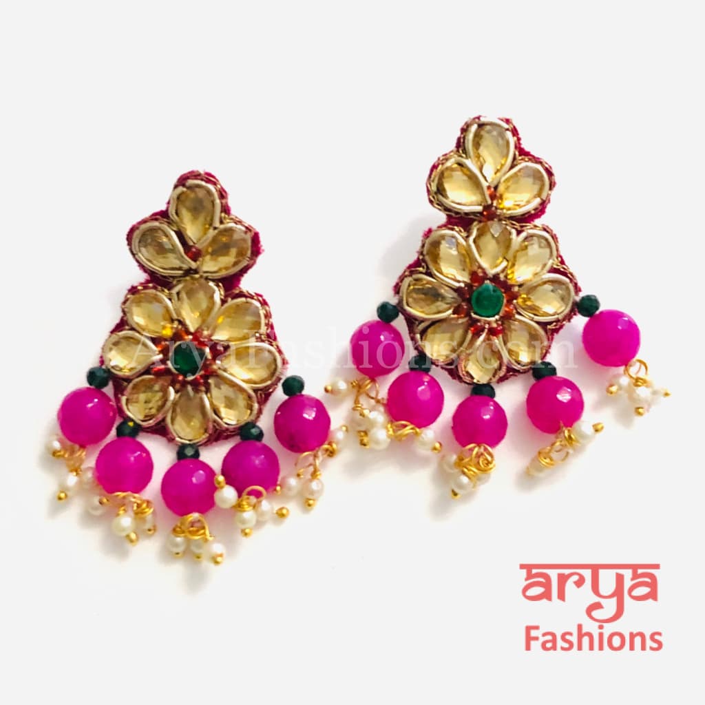 Gota Patti Chandbali/ Ethnic Kundan Chandbali Earrings/ Handmade Earrings