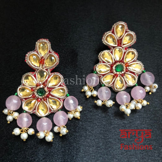 Gota Patti Chandbali/ Ethnic Kundan Chandbali Earrings/ Handmade Earrings