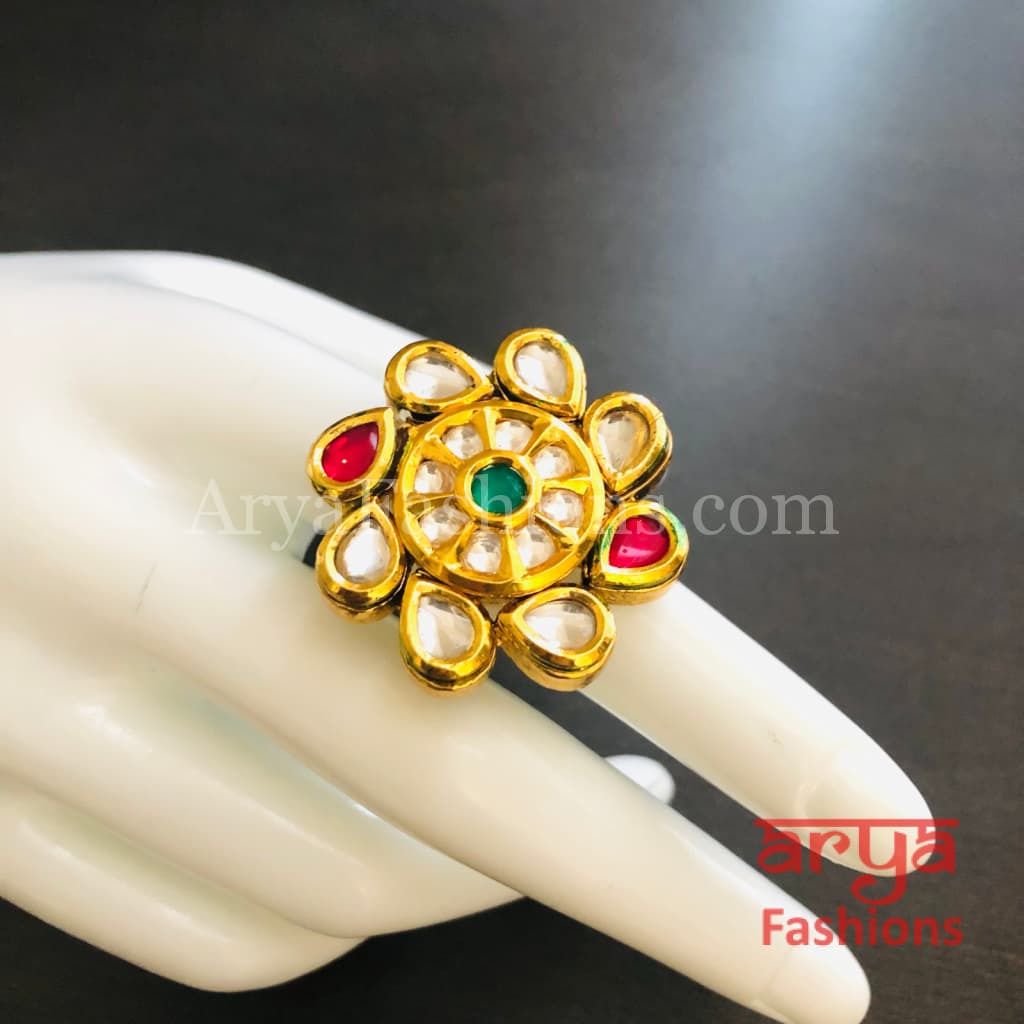 Hira Kundan Meenakari Jadau Ring