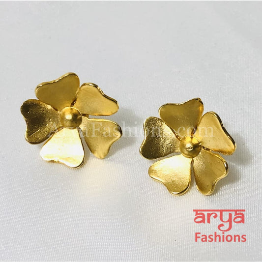 Ivanka Golden Flower Studs/ Fusion Earrings/Golden Studs/Gold Plated Handmade