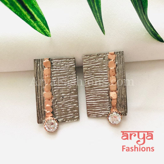 Ivanka Golden Fusion Earrings/Gold Plated Geometric Chipped style Earrings