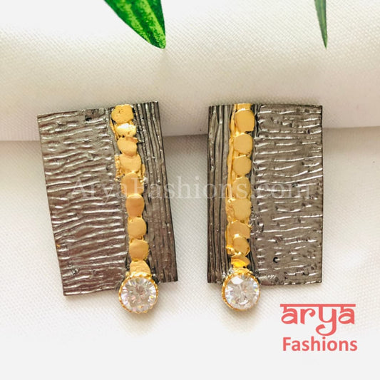 Ivanka Golden Fusion Earrings/Gold Plated Geometric Chipped style Earrings