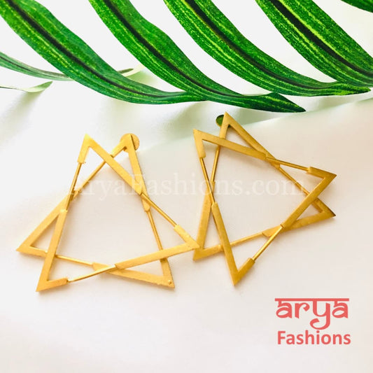 Ivanka Triangle Fusion Earrings/Gray Golden Long Party Earrings